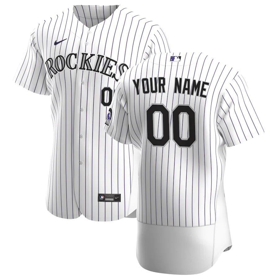 Mens Colorado Rockies Nike White Home Authentic Custom MLB Jerseys->customized mlb jersey->Custom Jersey